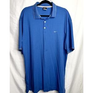 Nike Golf Mens Size XXL Blue Textured Banded Short Sleeve Polo Shirt